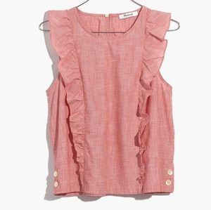 Madewell Bellflower Ruffle Cotton Blouse Sz L